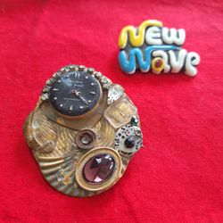 STEAMPUNK BROOCH.  1980s Vintage 