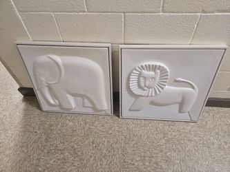 3D Animal Wall Art Panels Set of 2