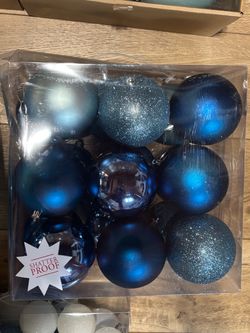 Blue Shatterproof Christmas Ball Ornaments Set