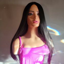 Black Synthetic Hair Wig 26" New