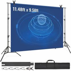 12 x 10 ft Heavy Duty Backdrop Stand, Height Adjustable Photography Backdrop Stand, Background Support System with 6 Clamps and A Carry Bag, for Party
