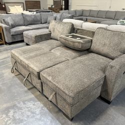 Sofa Bed Sectional With Storage/Cupholders 