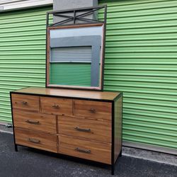 Modern wood dresser with mirror