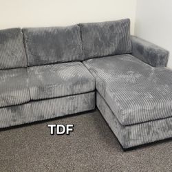 Brand New Grey Corduroy Sectional Sofa Couch (New In Box) 