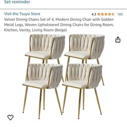 NEW Velvet Dining Chairs Set of 4,