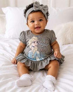 Disney Frozen II Elsa Toddler Girl Dress Size 2T Sparkle Every Day Gray Ruffle