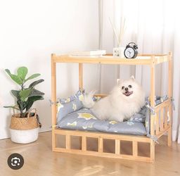 11 Wooden Pet Bed for Small Pet Dogs Cat, Elevated Dog Bed 