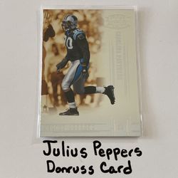 Julius Peppers Carolina Panthers Hall of Fame DE Donruss Card. 