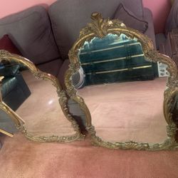 2 (50lb)Each Casted Heavy Duty Antique Mirror From 1950’s 3 1/2 Ft High By 3  Ft Wide 