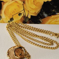 #1995, 14k GOLD PLATED VICTORIAN  ROSE, ROPE CHAIN NECKLACE 24"IN
