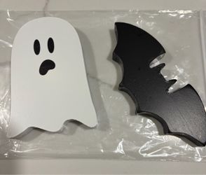 2pc Halloween ghost bat wood decorations