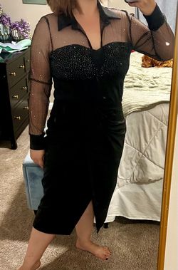 Black Rhinestone Mesh Dress – Medium/Large