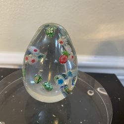 Murano Glass Millefiori Egg -Shaped Paperweight 3”