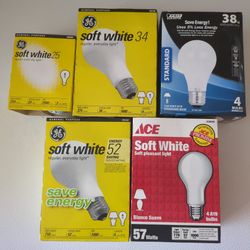 Lot of Vintage New old stock A19 Soft White Light Bulbs   (Not LED)