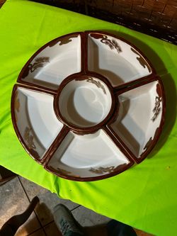 Vintage Signed Japanese Ceramic Appetizer Set - Pine Tree & Gold Detail (5-Piece)$40 CASH