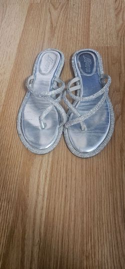 Sandles with silver rhinestones