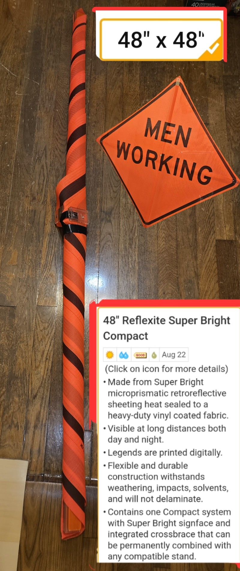 SAFETY WARNING SIGN ( MEN WORKING BRIGHT ORANGE FORTY-EIGHT X FORTY-EIGHT)