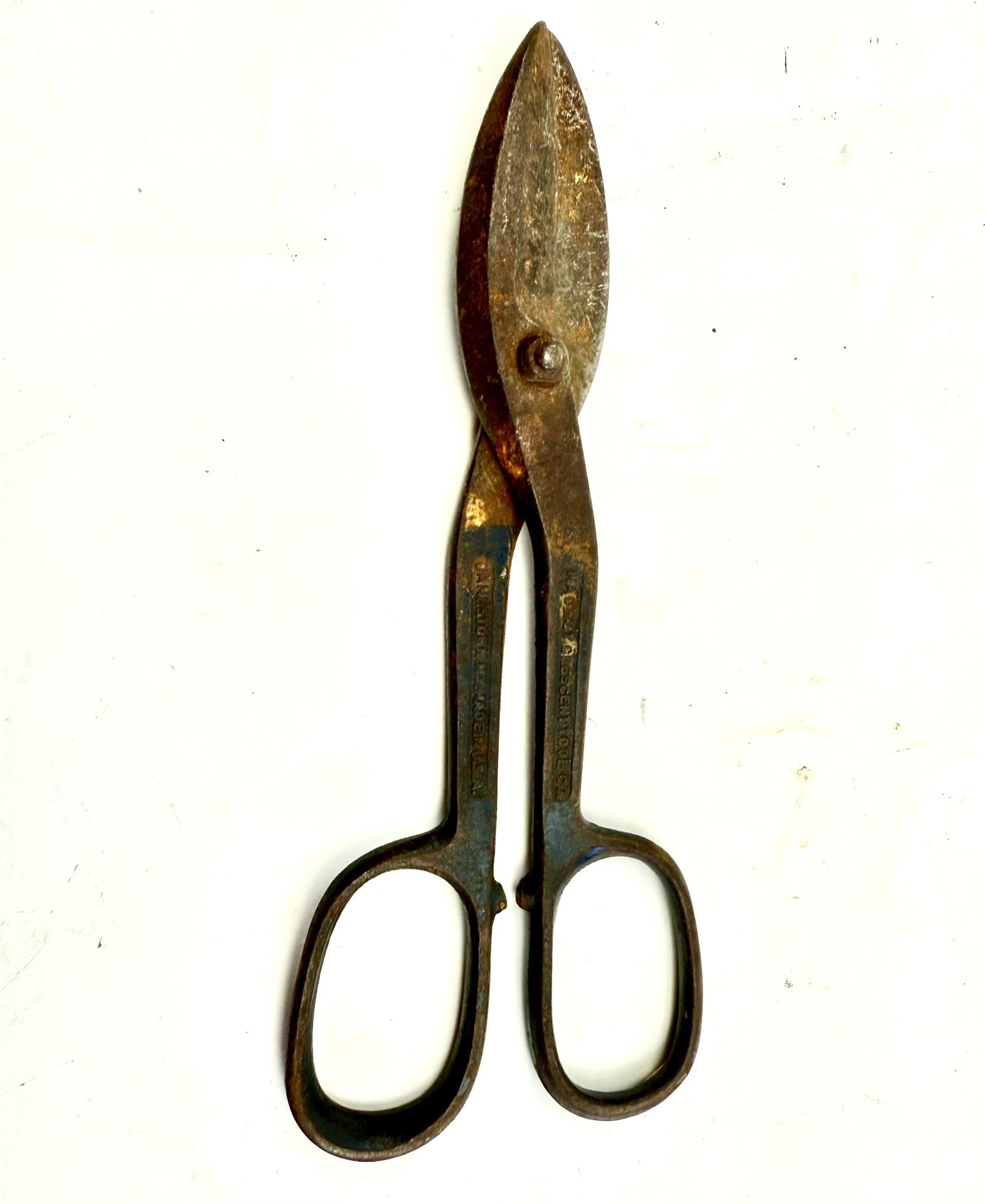 Vintage Crescent Tool Co 8" Forged Steel Tin Snips Metal Shears Made In USA