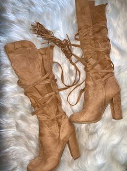 Lace up thigh high boots - excellent condition - never used - no try ons