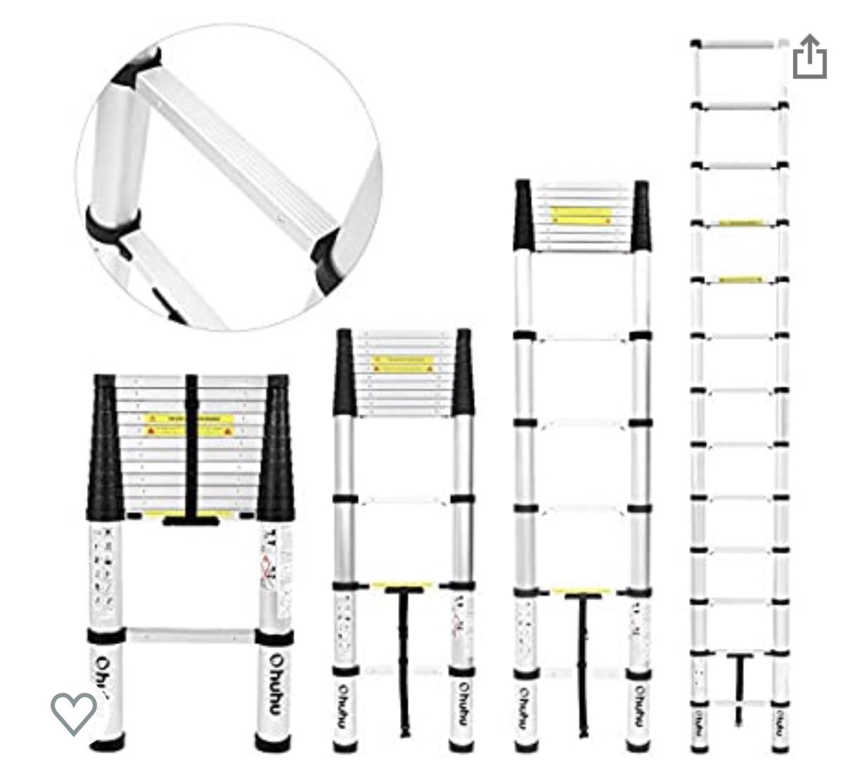 12.5 FT Aluminum Telescopic Extension Ladder