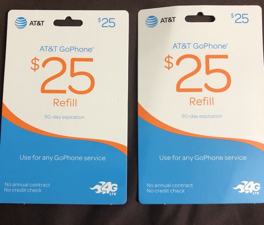 AT&T GoPhone Refill $25 value (quantity 2)