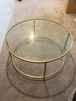 Round Glass Top Coffee Table Gold Frame