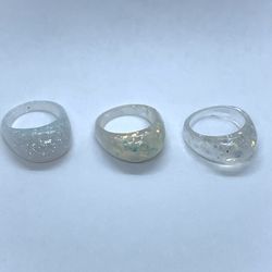 3 Pcs Resin Dome Rings. Size 7 