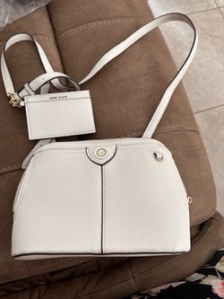 Anne Klein White Crossbody Bag with Card Holder