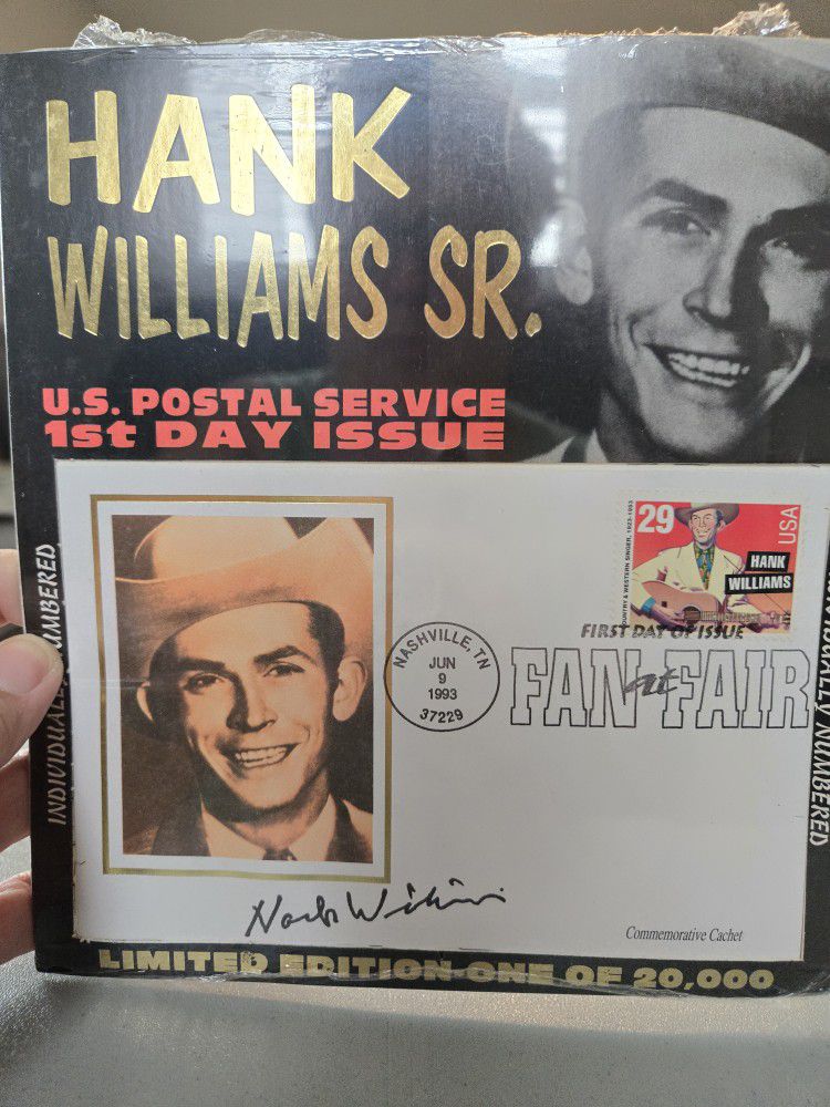 Hank Williams Sr US Postal Service First Day Issue 1993 Envelope And Stamp Individually Numbered