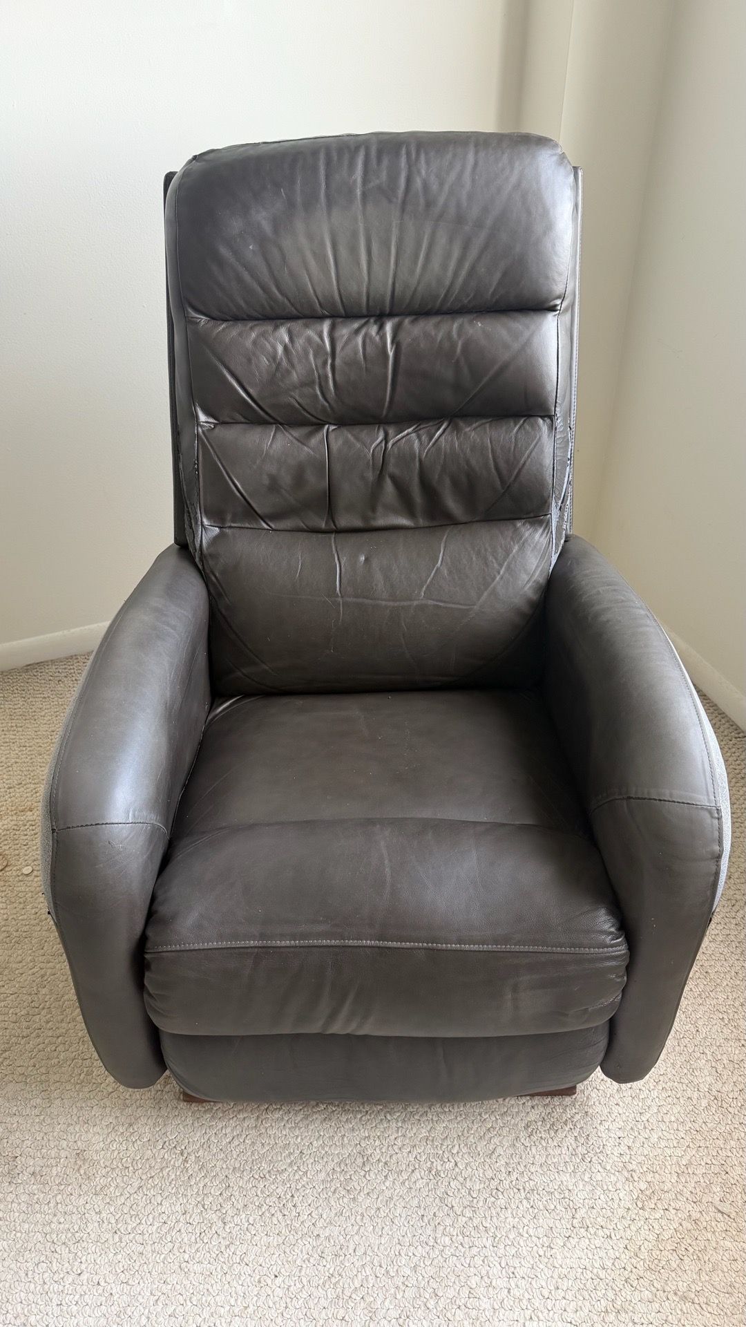 FREE - Dark Brown Leather Recliner – Manual Recliner