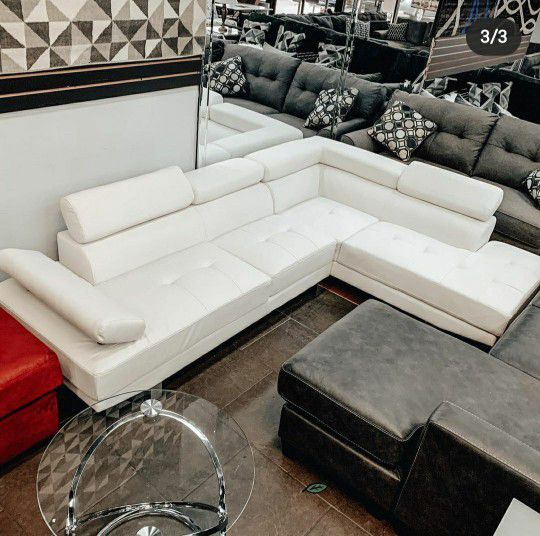 $40 Down Payment⚡️Finance🆒️Antares White Modern Sectional  / Couch