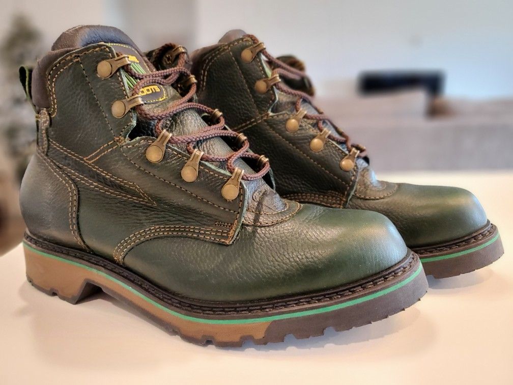 John Deere Leather Work Boots 9.5 Mens