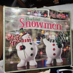 Set of Flocked Snowman Christmas Figure Decorations In Original BoxSet of Flocked Snowman Christmas Figure Decorations In Original Box
