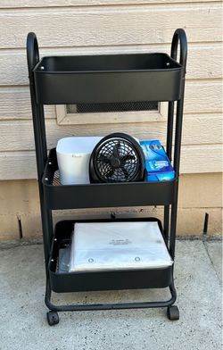 3 tier rolling cart storage black