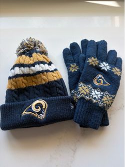 Los Angeles Rams knit hat, and glove set