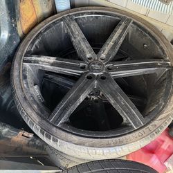 26” 6 lug truck wheels no curb rash. One blown out tire. Three other tires hod air 700$obo. They are dusty  in the pic but they clean up nice. Always 