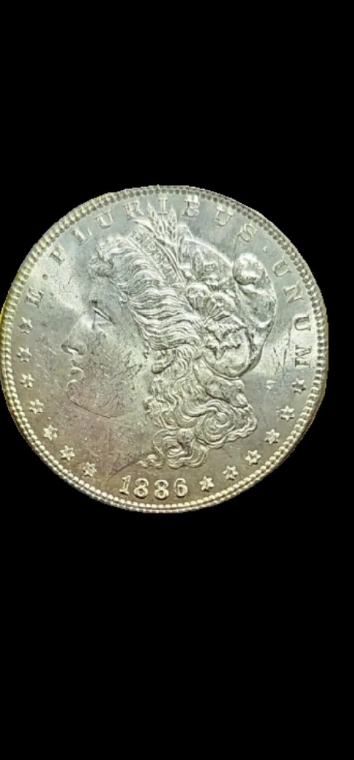 1886 SILVER MORGAN DOLLAR, UNSIRCULATED, Means NEW NEVER TOUCHED, A