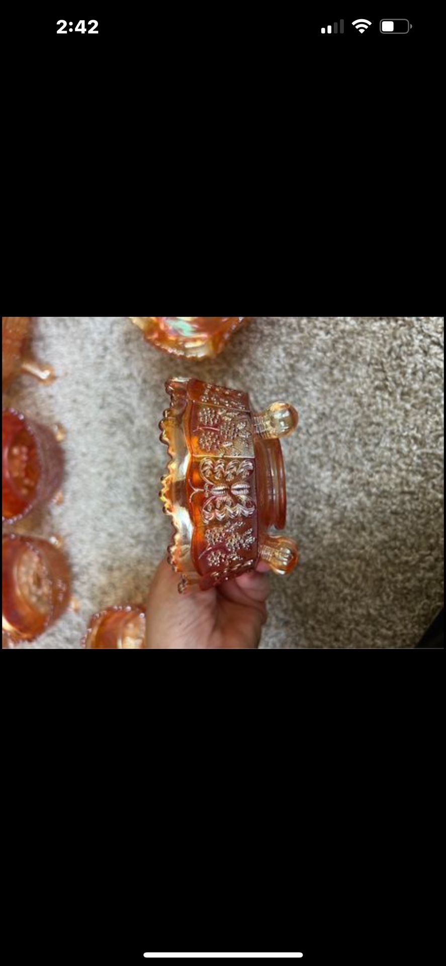 Marigold Carnival glass