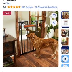 Dog Gate Extra Tall Auto Close 41 Inch Black - New!