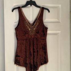 Brown Velvet Short Sleeve Shirt