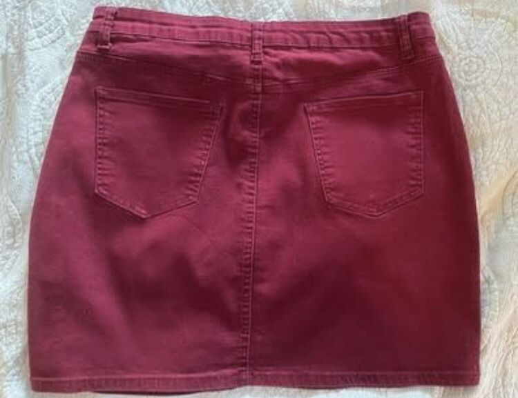 Burgundy Denim Skirt - Size Junior's XL