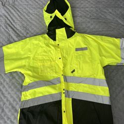 Work Rain Jacket High-Vise Insulated 