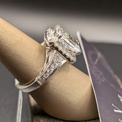 4.96Ctw Radiant Diamond Ring with Halo Designer Ring 14K White Gold