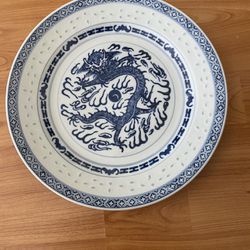 10 Jingdezhen Chines Dragon  Plates. Translucent Porcelain Rice Grains