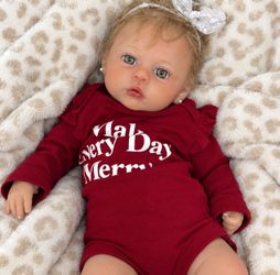 Super Realistic Baby Doll light brown Straight Hair Green Eyes Light