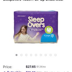 *Brand New* Sleep Overs Incontinence Diapers Underwear Pull-Up Youth Sz XL 85-140 Lbs Boys Girls