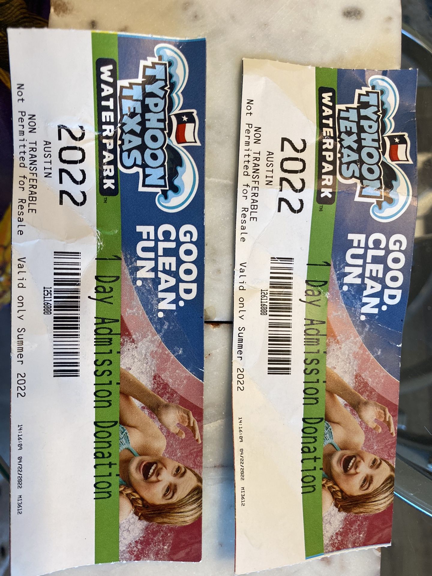 Pair of Adult 1 Day Admission Tickets To Typhoon Texas Waterpark In Pflugerville, Texas