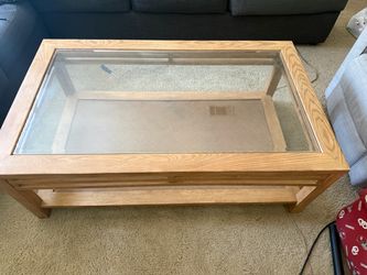 Wood and Glass Top Coffee Table