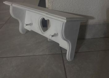 White Wooden Wall Shelf with Heart Cutout