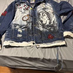 CAST IRON WOVEN DENIM JACKET Size 2XL